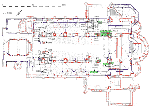 Abb. 18: Synopse der Kirchengrundrisse vor 1877 (Phase VII) und nach 1899 (Phase IX)